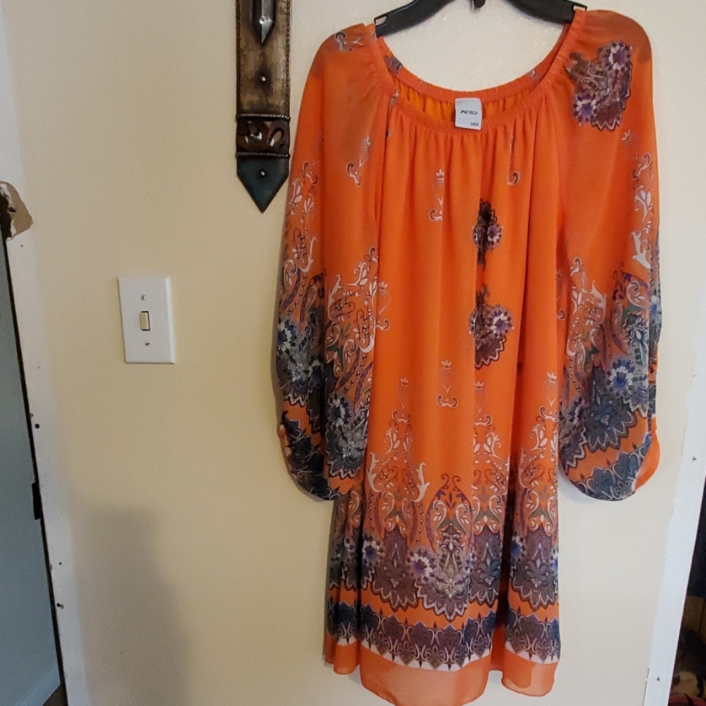 Ahto USA Orange and print tunic